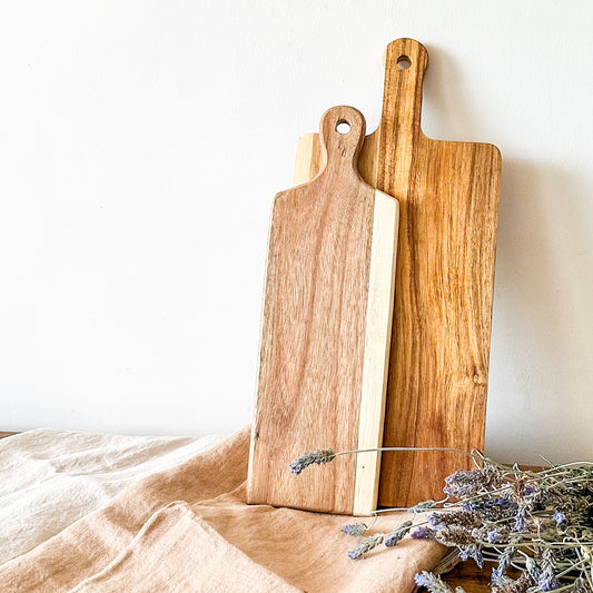 Set 2 Tablas Madera 45cm y 38.5cm - Picoteo y Pizza bandeja Frank Home Chile