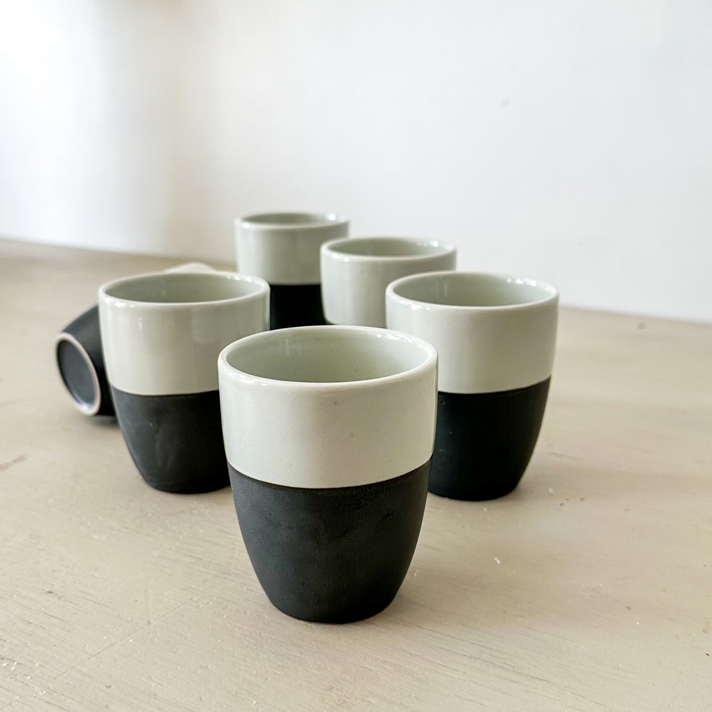 Set 6 vasos cerámica bicolor