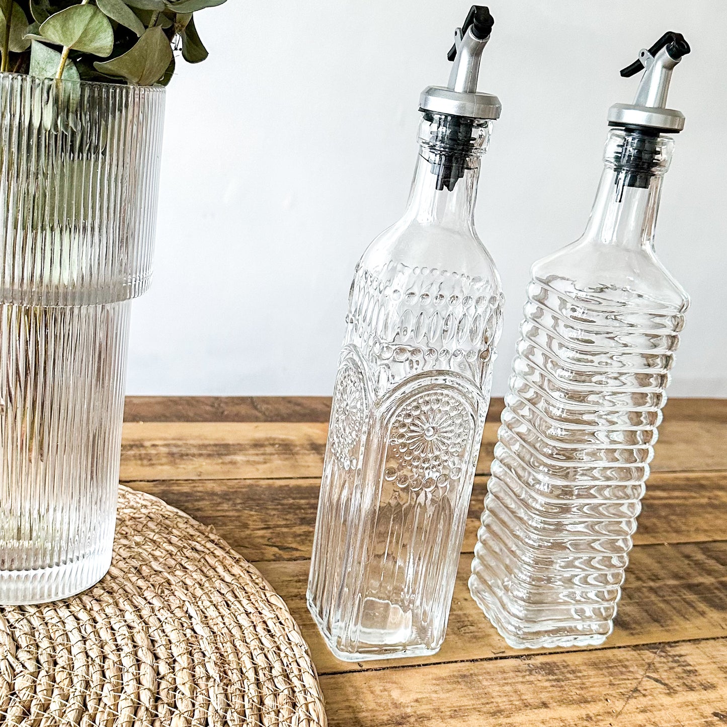 Dispensador Aderezos Vidrio Tallado 30cm Aceitero Frank Home Chile