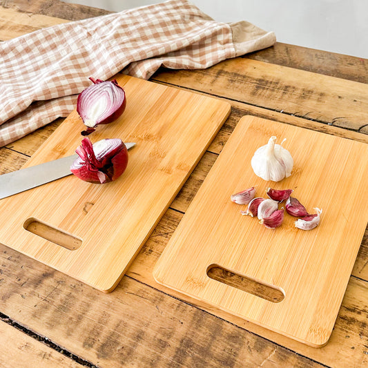 Set 2 Tablas Picar Bambú 33cm y 28cm - Antibacterial Duraderas bandeja Frank Home Chile