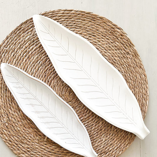 Set 2 Bandejas Hoja Madera Albayalde 50cm y 40cm - Elegantes bandeja Frank Home Chile