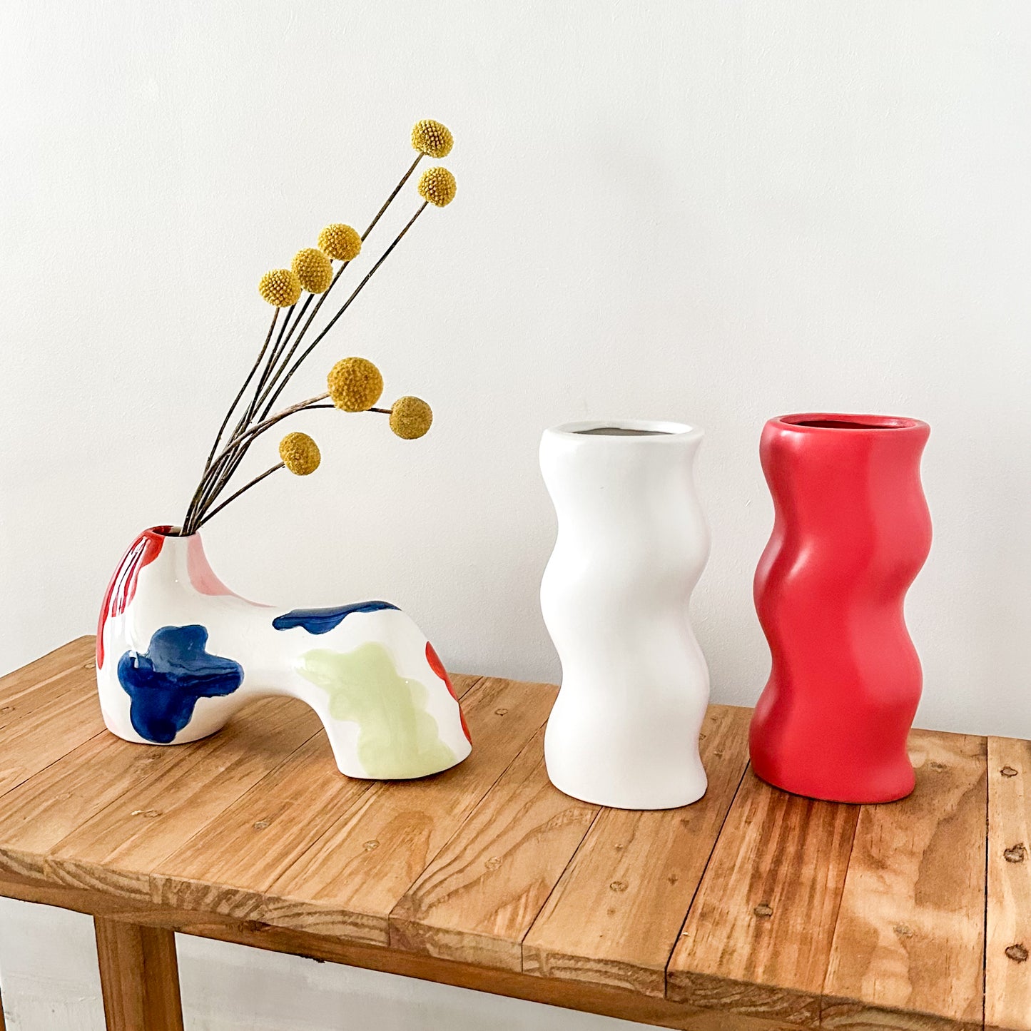 Florero Cerámica Formas Orgánicas Pintado Florero Frank Home Chile