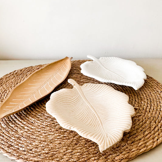 Set 3 Bandejas Hojas Madera Natural - 50cm, 40cm y 30cm bandeja Frank Home Chile