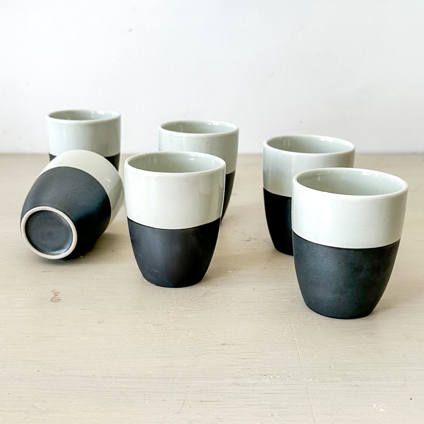 Set 6 vasos cerámica bicolor