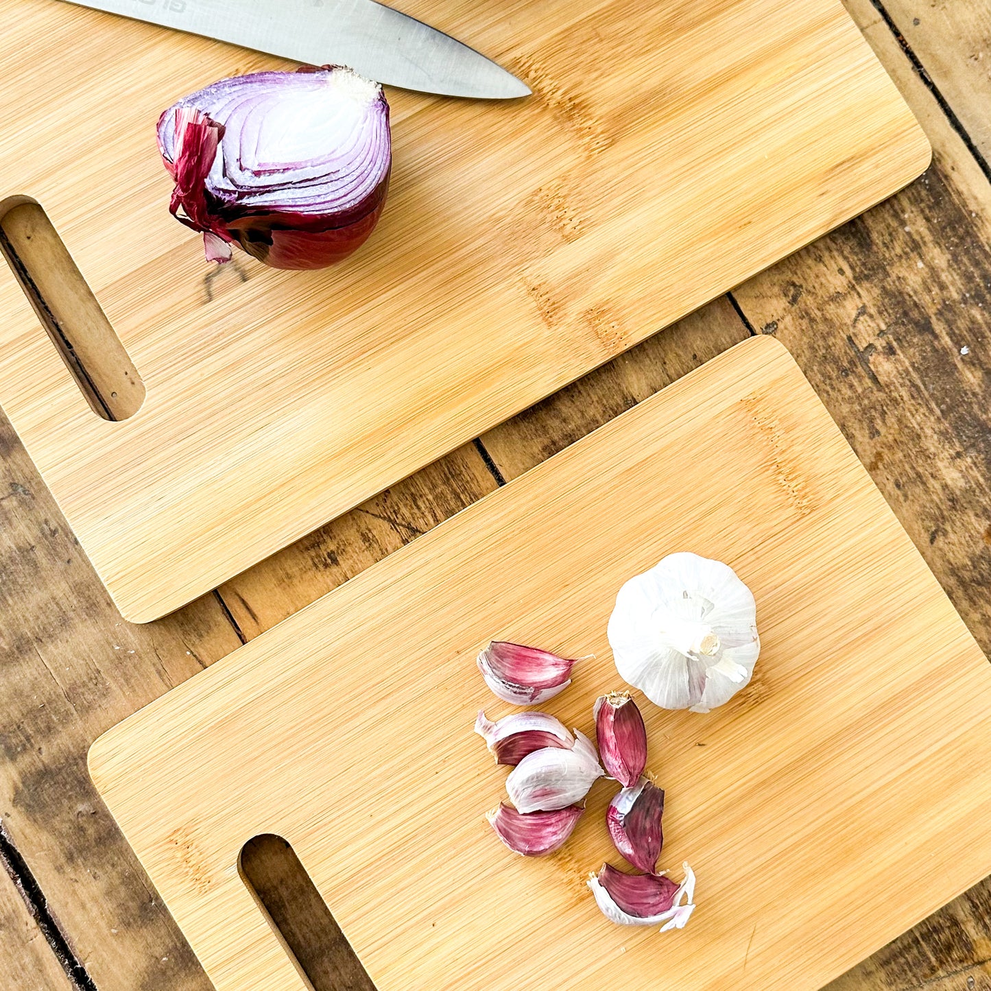 Set 2 Tablas Picar Bambú 33cm y 28cm - Antibacterial Duraderas bandeja Frank Home Chile