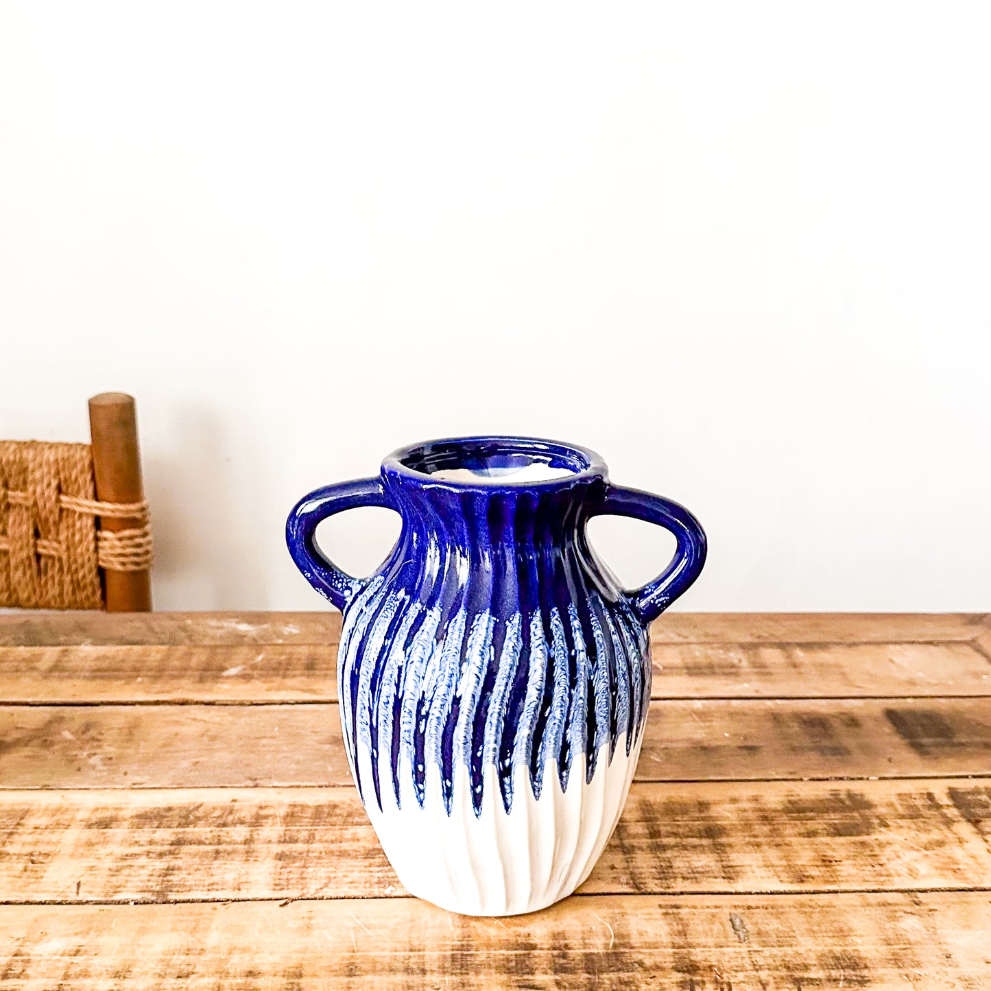 Vasija Azul Cerámica Esmaltada 20cm Artesanal | Frank Home Florero Frank Home Chile