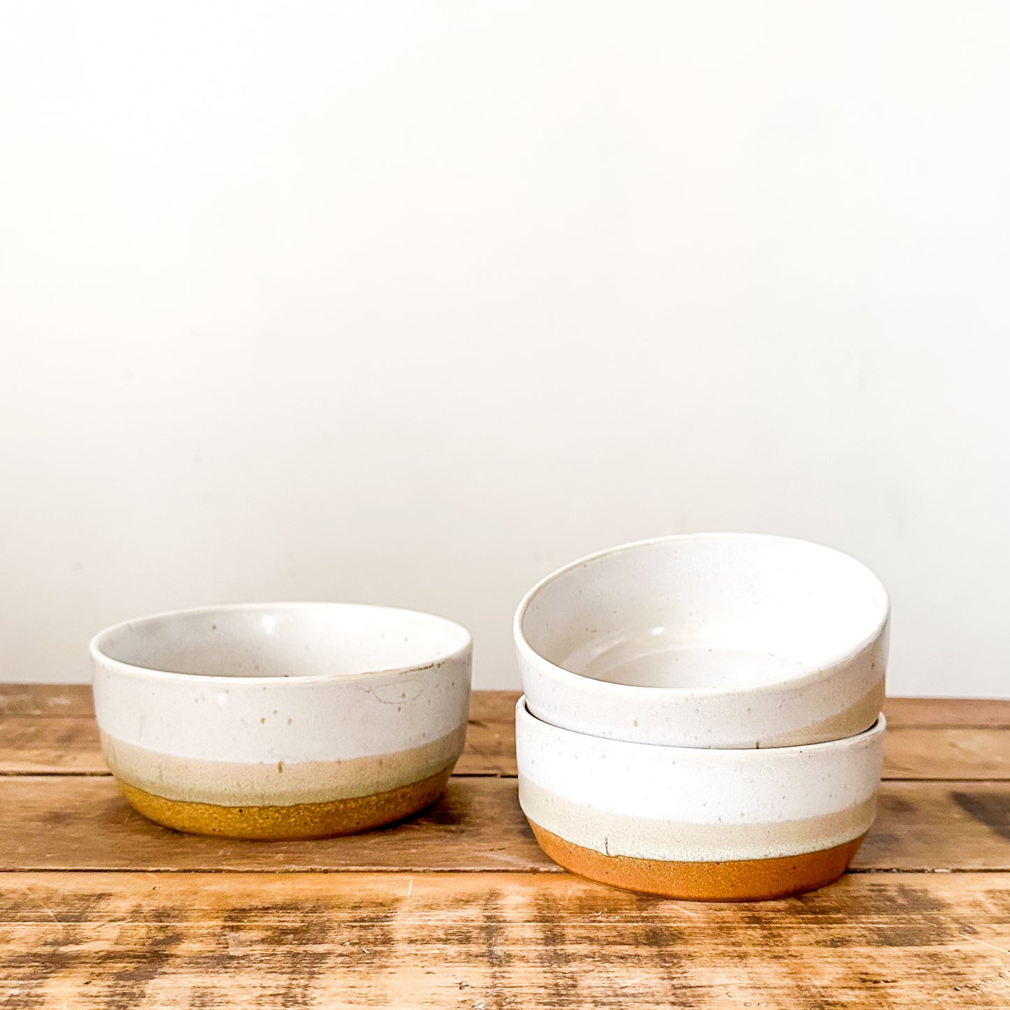 Set 3 Bowls Cerámica Rústica Bicolor - Diseño Artesanal Bowl Frank Home Chile