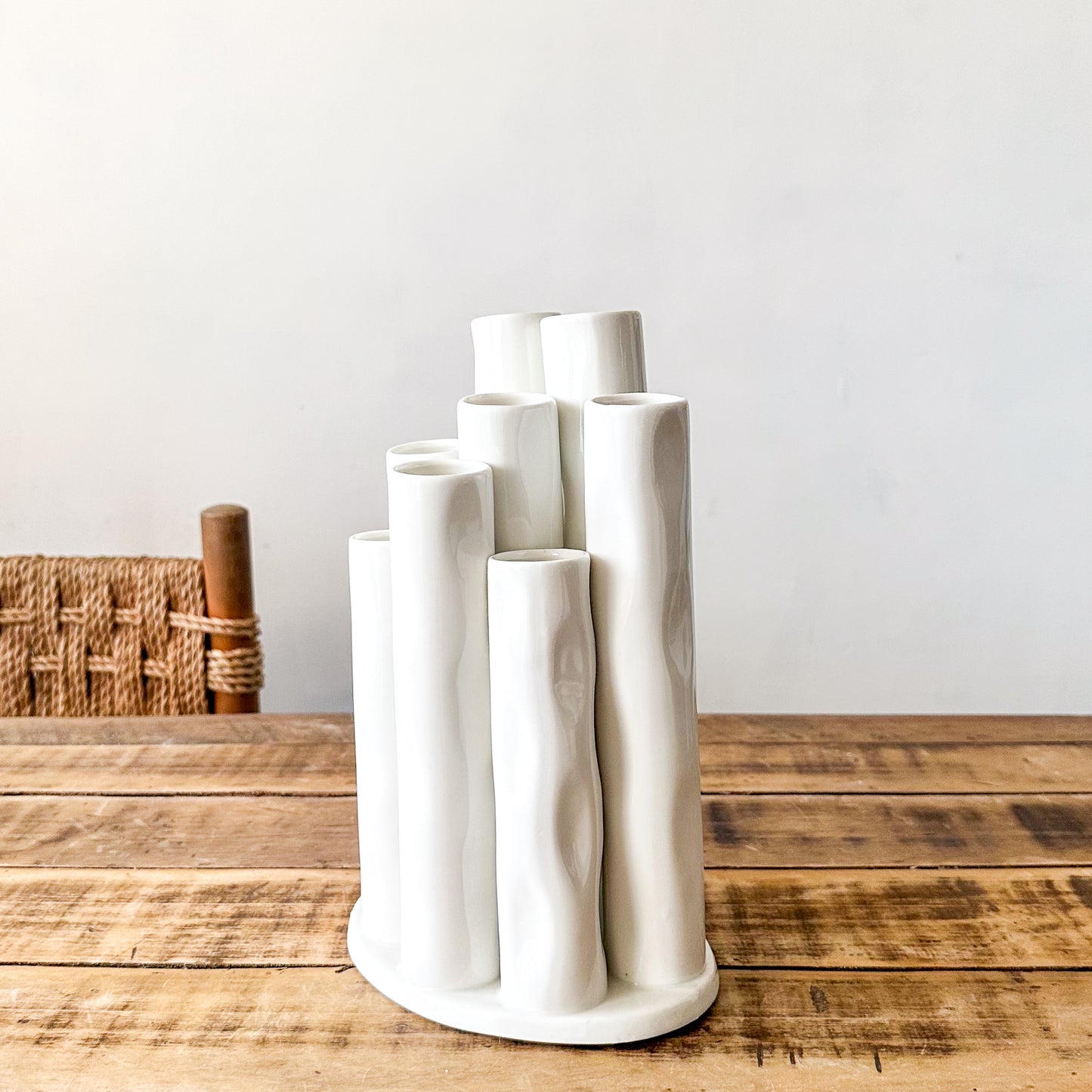 Florero Tubos Cerámica Esmaltada - Diseño Moderno Escultural Florero Frank Home Chile