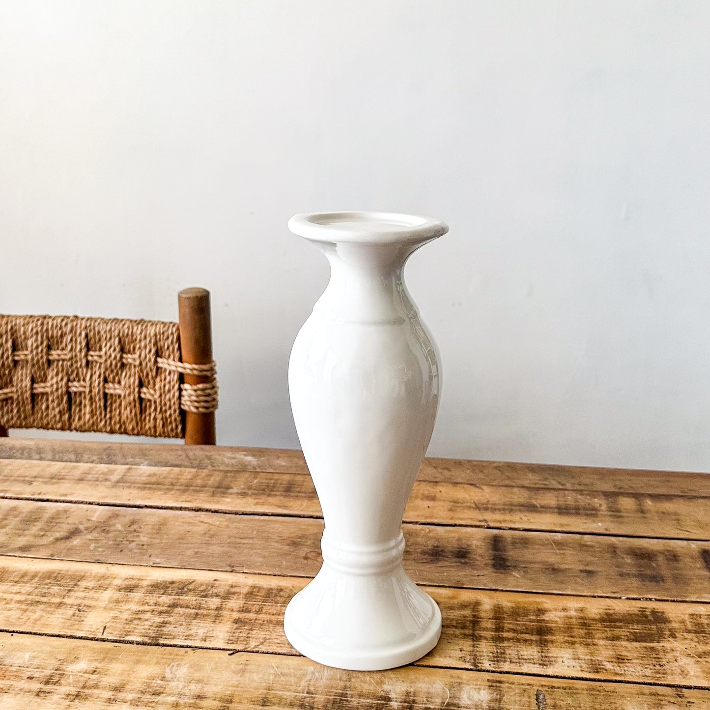 Base Porta Vela Cerámica Esmaltada Blanco - Diseño Minimalista Elegante Porta Vela Frank Home Chile