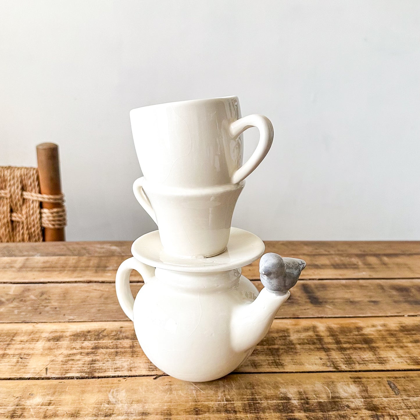 Florero Cerámica Esmaltada Tetera Tazas Florero Frank Home Chile