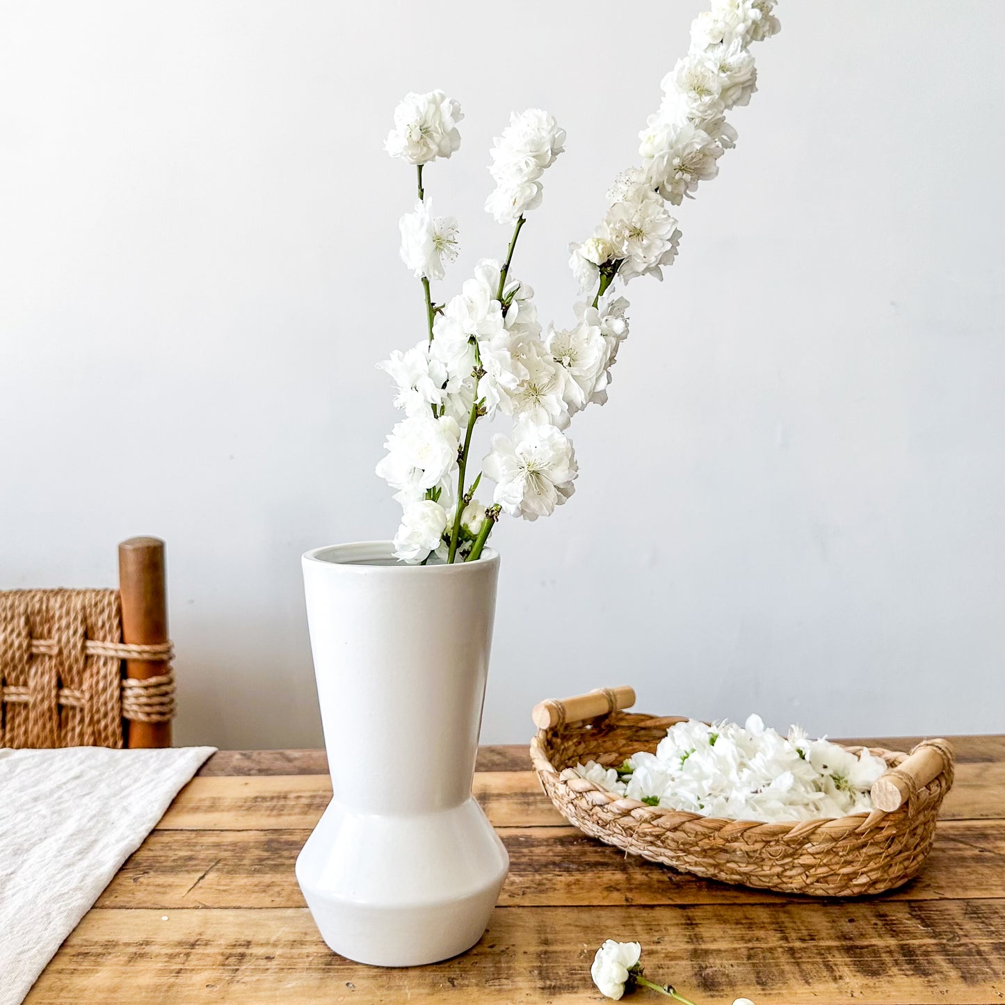 Florero Cerámica Vasija Blanca