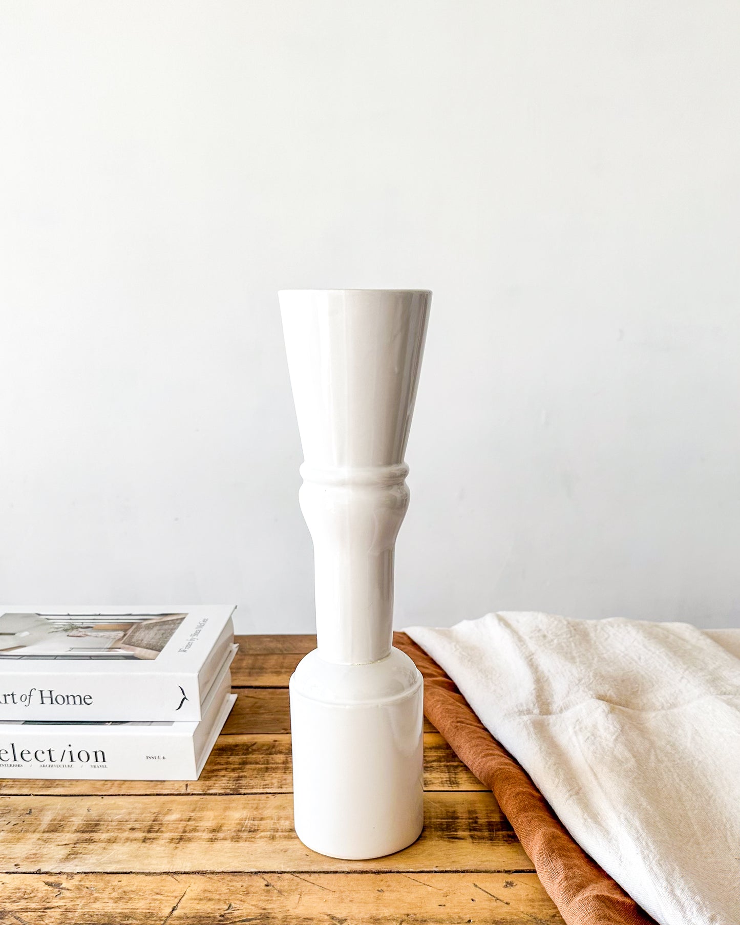 Porta Vela Cerámica Esmaltada Columna 37cm - Diseño Elegante Porta Vela Frank Home Chile