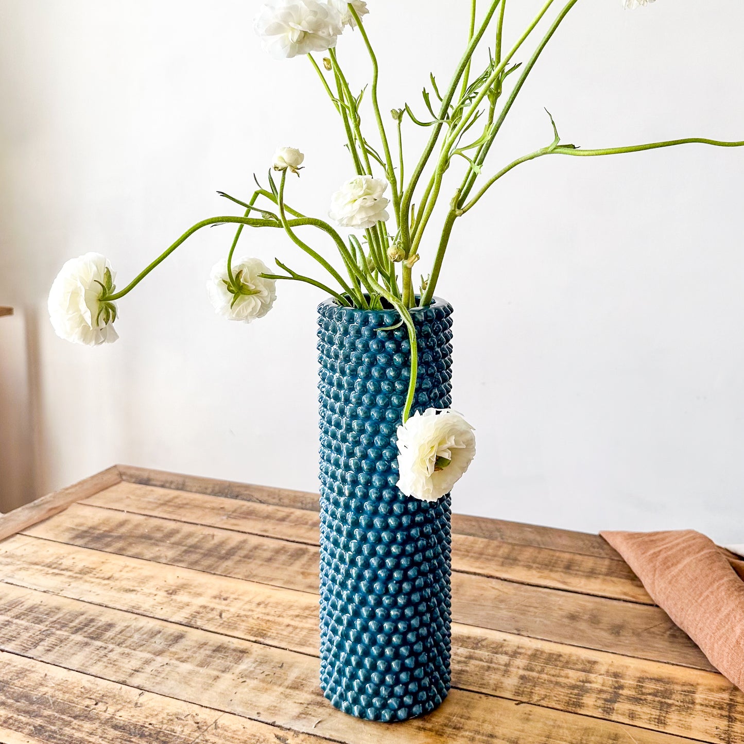 Florero Cerámica Pinchos Azul