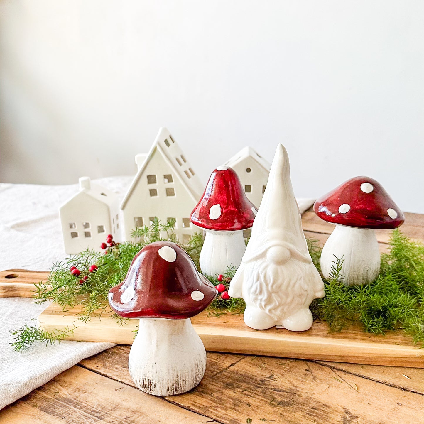 Set 3 Setas Cerámica 11cm - Decoración Bosque Encantado Adorno Frank Home Chile