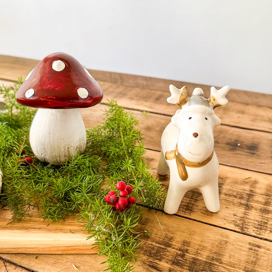 Reno Cerámica Navidad 13cm - Adorno Festivo Minimalista Adorno Frank Home Chile