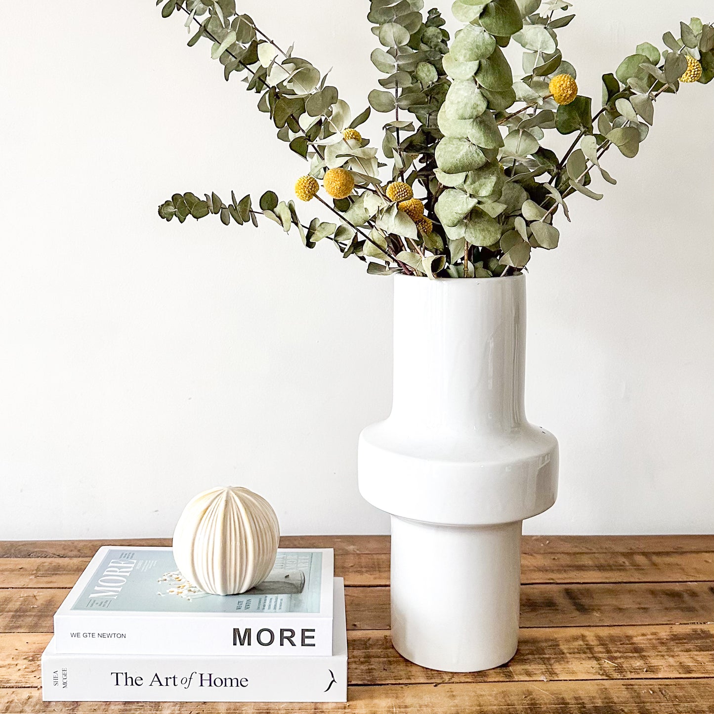 Florero Anillo Cerámica Esmaltada Blanca Florero Frank Home Chile