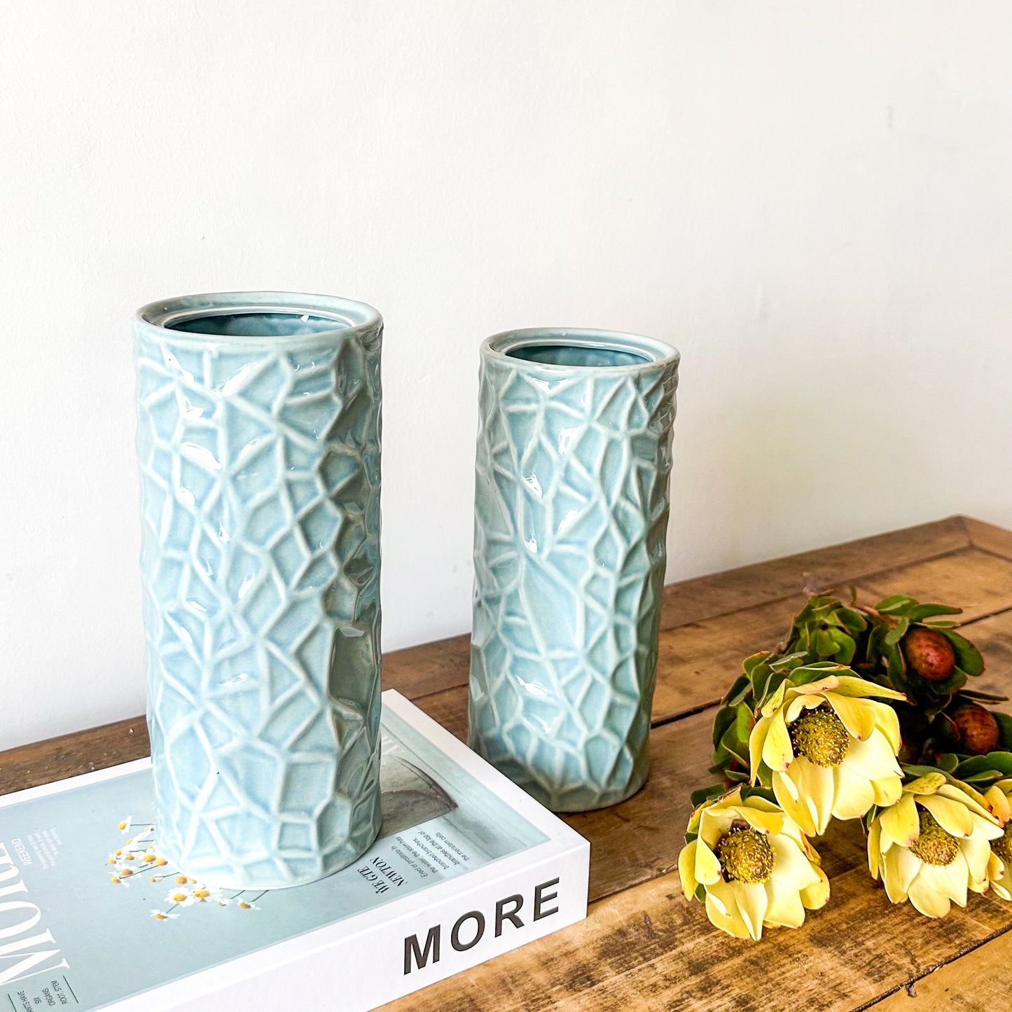 Florero Cerámica Tubo Textura Florero Frank Home Chile