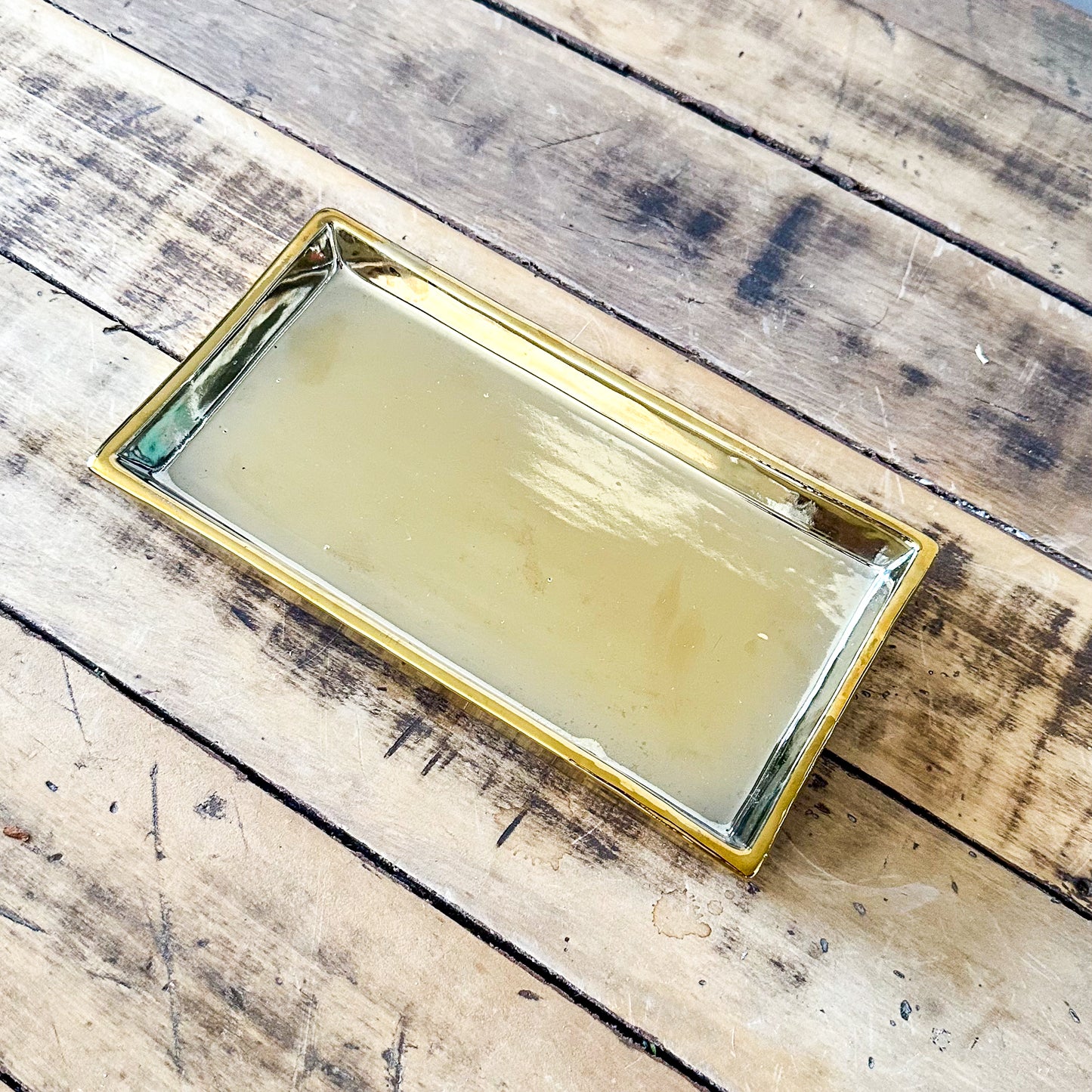 Bandeja Cerámica Rectangular Dorada bandeja Frank Home Chile