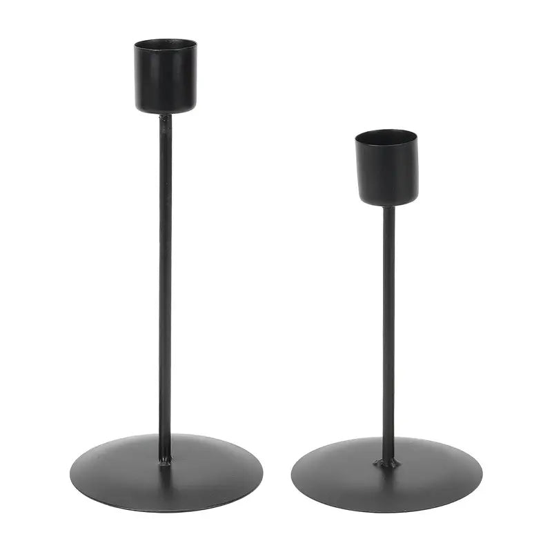 Set 2 candelabros metálicos negros