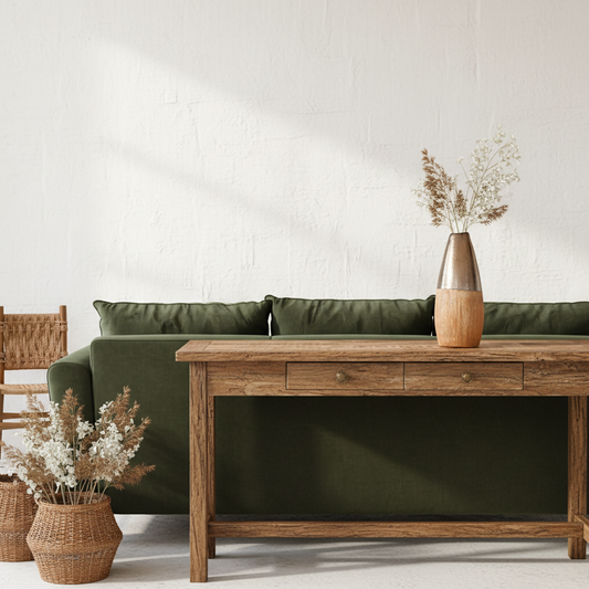 Jarrón Metal Madera 37cm Diseño Contemporáneo | Frank Home Florero Frank Home Chile