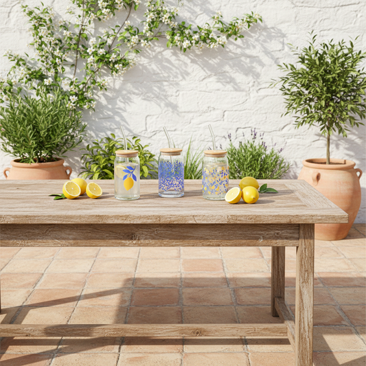 Vaso Vidrio con Bombilla y Tapa Bambú 480ml - Diseño Limón Vasos Frank Home Chile