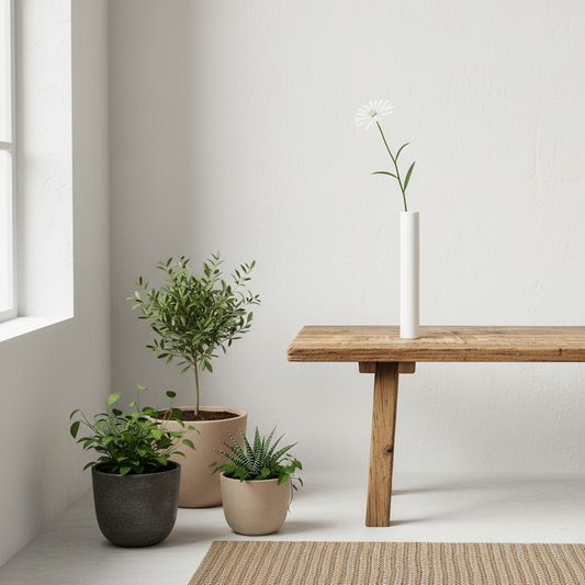 Florero Cilindrico Cerámica Blanca Florero Frank Home Chile