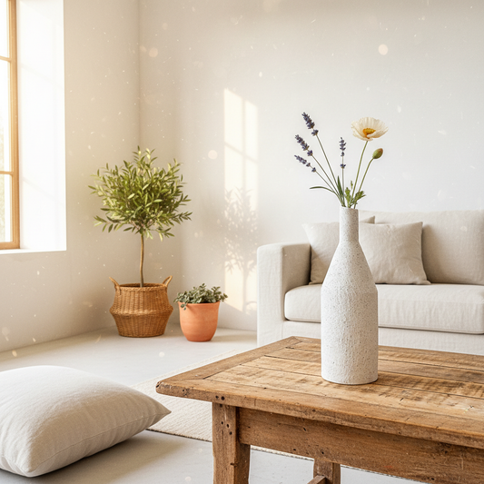 Florero Cerámica Texturada Botella - Diseño Elegante Decorativo Florero Frank Home Chile