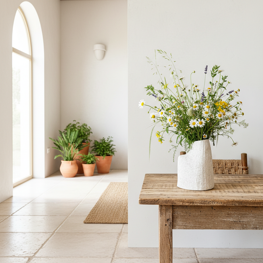 Florero Cerámica Rústica Orgánico 22cm - Acabado Artesanal Florero Frank Home Chile