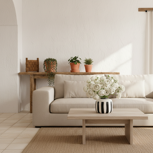 Florero Cerámica Blanco y Negro 17cm Artesanal | Frank Home Florero Frank Home Chile