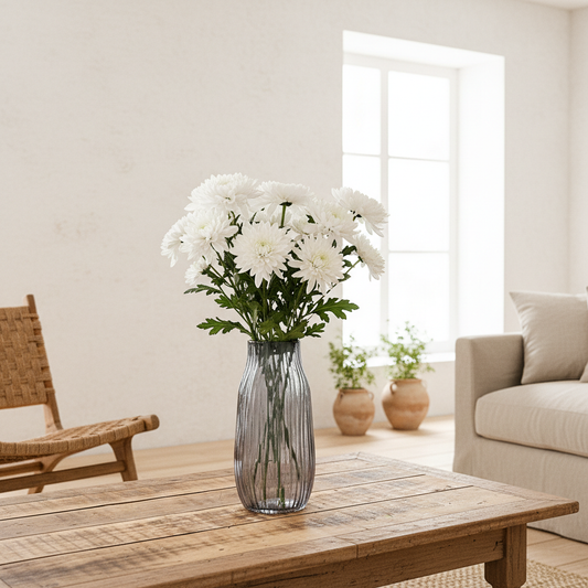 Florero Vidrio Labrado Azul - Diseño Artesanal Decorativo Florero Frank Home Chile