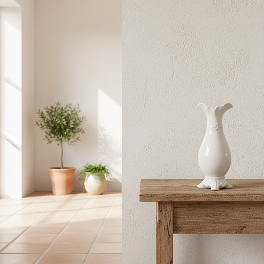 Florero Cerámica Esmaltada Blanco Florero Frank Home Chile