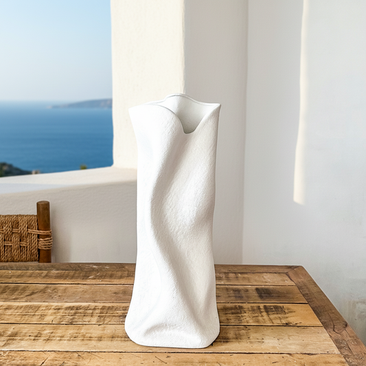 Florero Escultórico Cerámica Blanco 45cm - Formas Orgánicas Florero Frank Home Chile