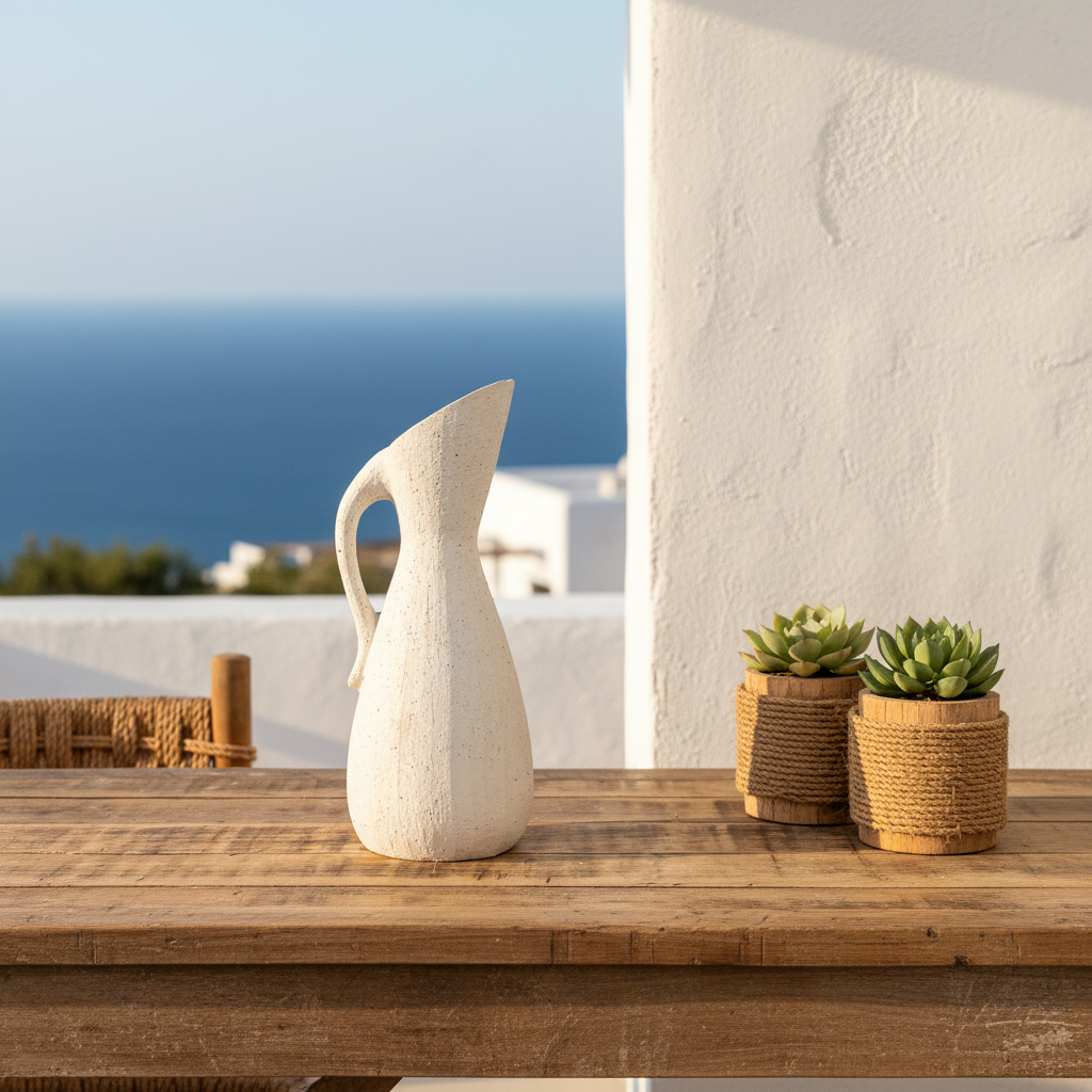 Jarra Cerámica Texturada Blanca 33cm Artesanal | Frank Home Florero Frank Home Chile