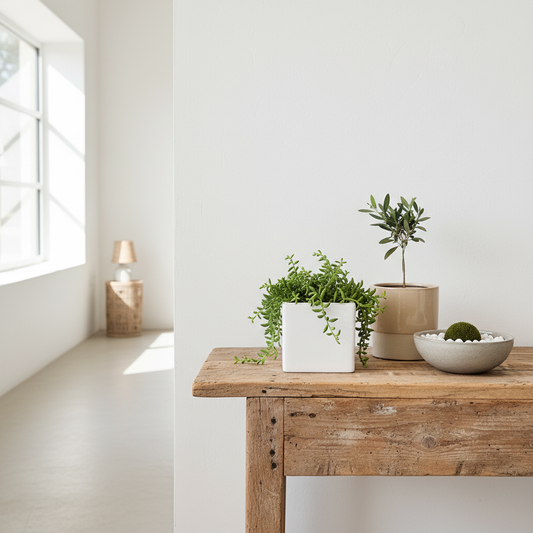 Porta Macetero Cerámica Blanca Esmaltada Porta Macetero Frank Home Chile