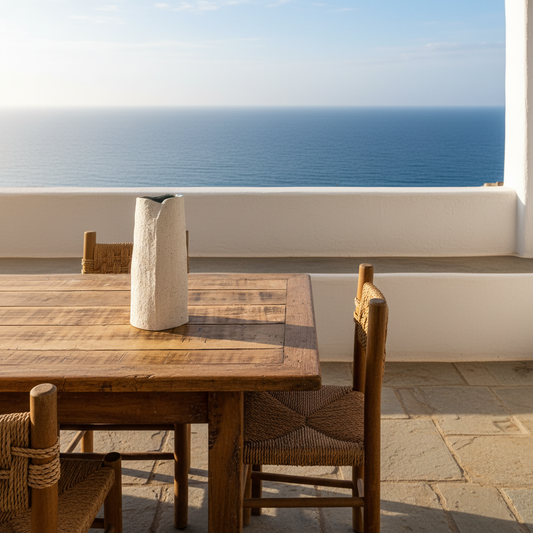 Florero Cerámica Textura Blanca Interior Azul Capas 30cm Florero Frank Home Chile