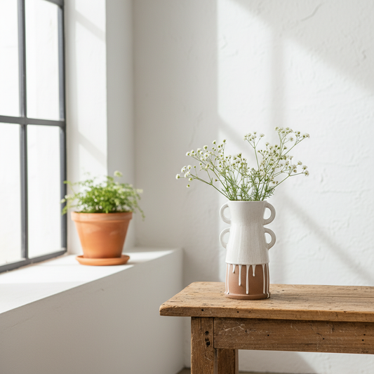 Jarrón Rústico Bicolor Asas Jarrón Frank Home Chile