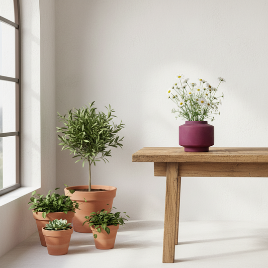 Florero Cerámica Mate Burdeo 15x13 cm Florero Frank Home Chile