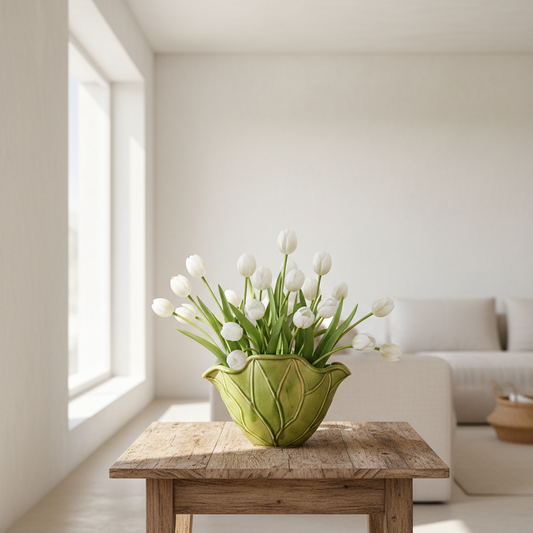 Florero Cerámica Esmaltada Verde Florero Frank Home Chile