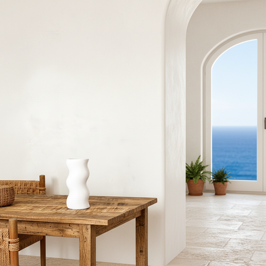 Florero Ondulado Cerámica 25cm Artesanal | Frank Home Florero Frank Home Chile