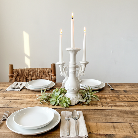 Candelabro Cerámica Esmaltada 3 Brazos - Diseño Elegante Clásico Candelabro Frank Home Chile