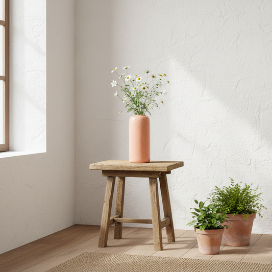 Florero Cerámica Esmaltada Rosa 11,5x25 cm Florero Frank Home Chile