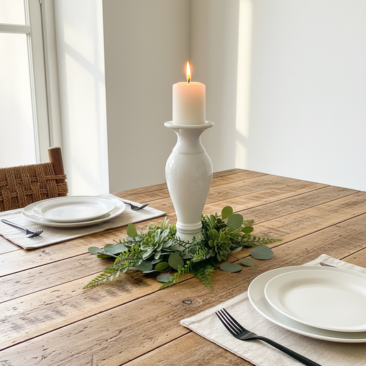 Base Porta Vela Cerámica Esmaltada Blanco - Diseño Minimalista Elegante Porta Vela Frank Home Chile