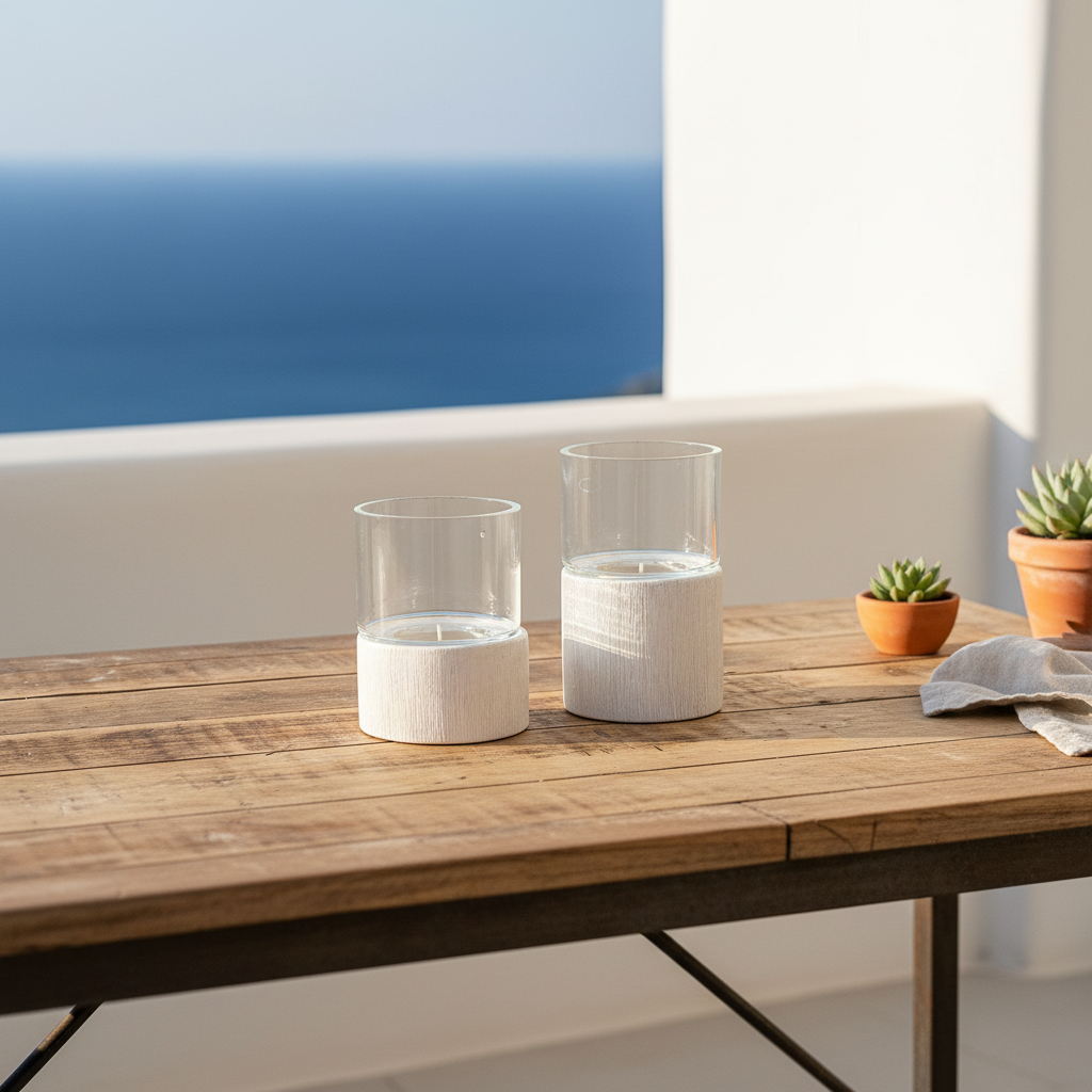 Porta Vela Cerámica Texturada Blanco 14cm - Diseño Moderno Porta Vela Frank Home Chile