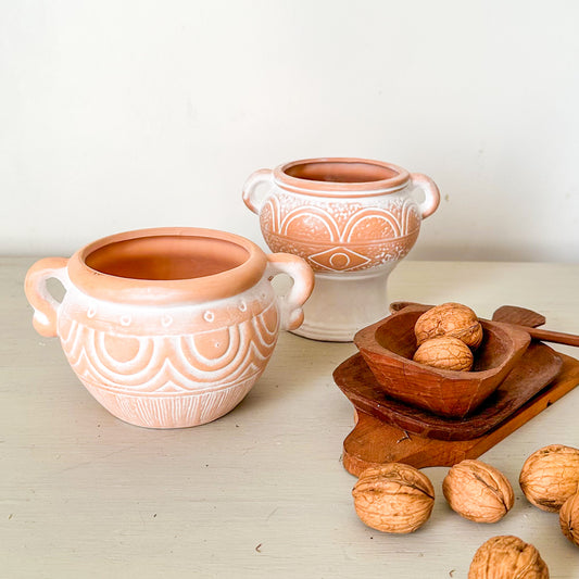 Set 2 vasijas cuencos decorativos étnicos Adorno Frank Home Chile