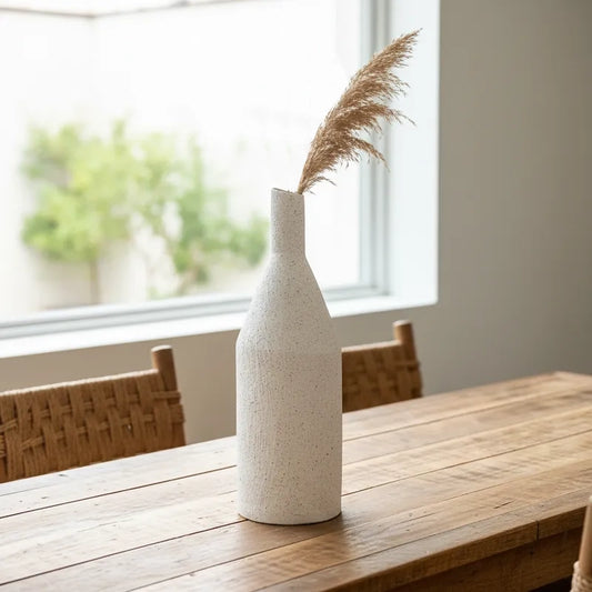 Florero Cerámica Texturada Botella - Diseño Elegante Decorativo Florero Frank Home Chile