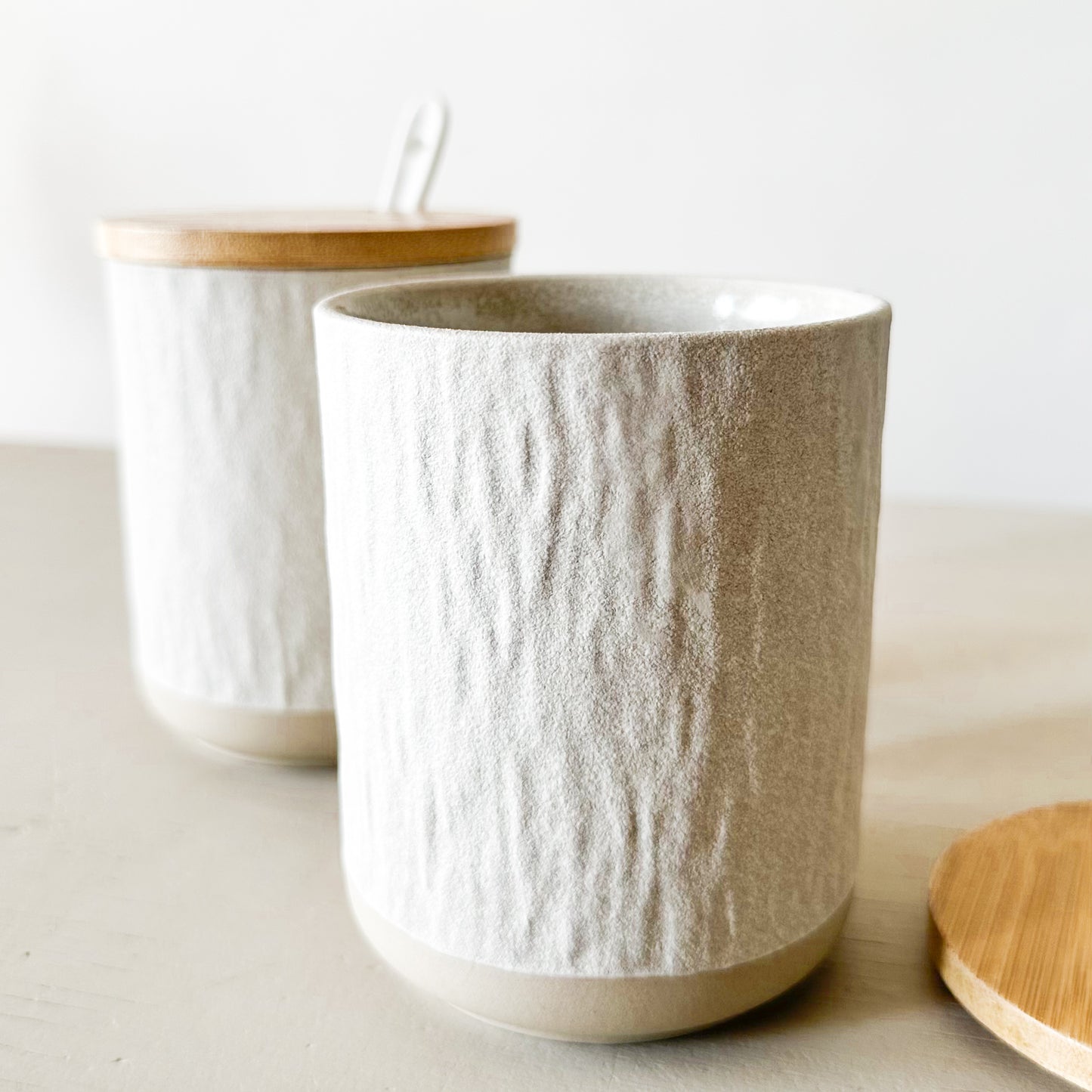 Frasco condimentos cerámica tapa bambú frasco Frank Home Chile