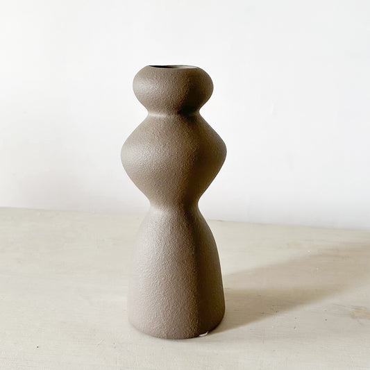 Florero Curvas Café Cerámica Florero Frank Home Chile