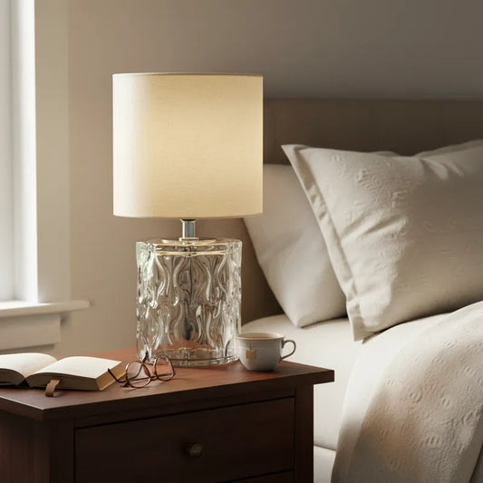 Lámpara de Mesa Base Vidrio Texturado Lampara de mesa y escritorio Frank Home Chile