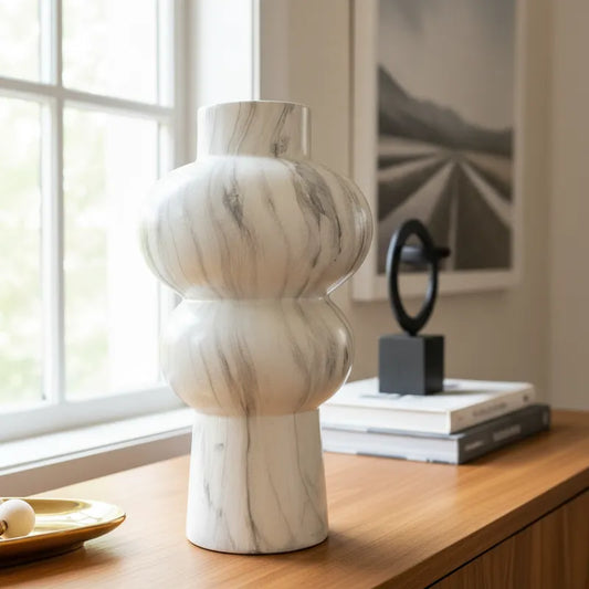 Florero Textura Mármol 30cm - Diseño Elegante Florero Frank Home Chile