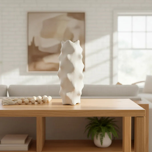 Jarrón Organico Nódulos Cerámica Blanco Jarrón Frank Home Chile